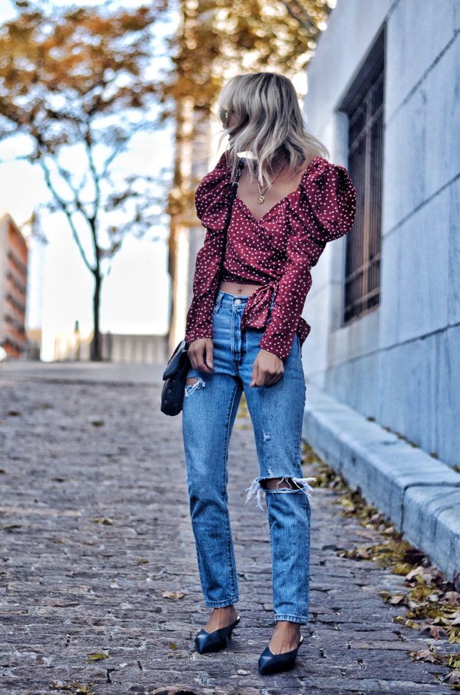 Red & White Polka Dot Top - Styled with Jeans | Blame it on Barneys